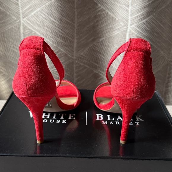 WHBM Filia Suede Ankle Strap Heels, Red, 5.5M - Picture 9 of 13